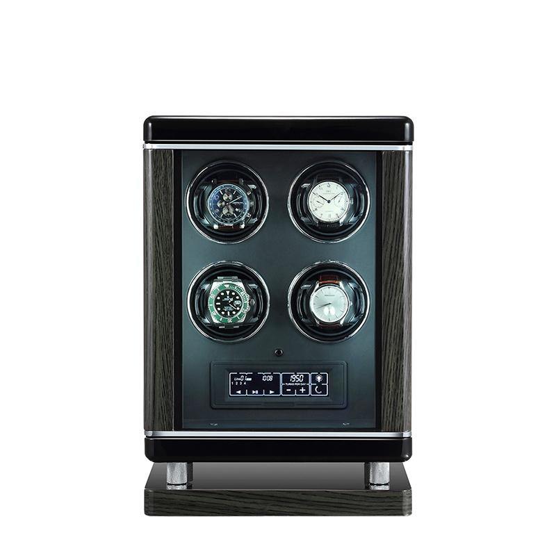 Tempus Watch Winder for 4 Watches Piano Black Finish with Finger Print Access - Swiss Watch Store UK