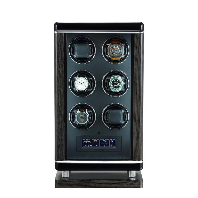 Tempus Watch Winder for 6 Watches Piano Black Finish with Finger Print Access