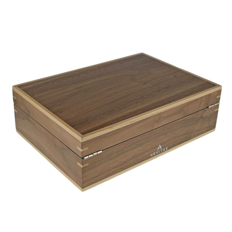 Watch Box Light Walnut Wood Natural Finish for 10 Watches by Aevitas - Swiss Watch Store UK