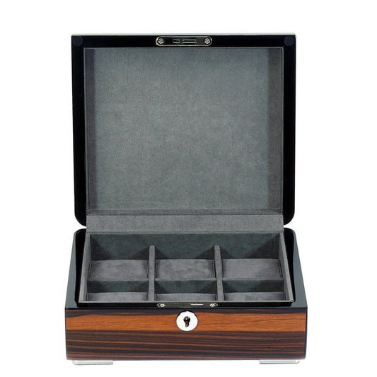 Watch Box for 6 Watches Superb Quality Macassar with Solid Lid by Aevitas - Swiss Watch Store UK