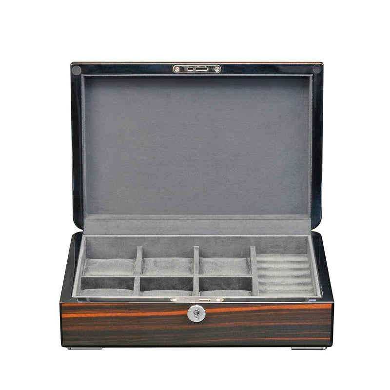 Watch Box for 6 Watches and Cufflinks Superb Quality Macassar by Aevitas - Swiss Watch Store UK