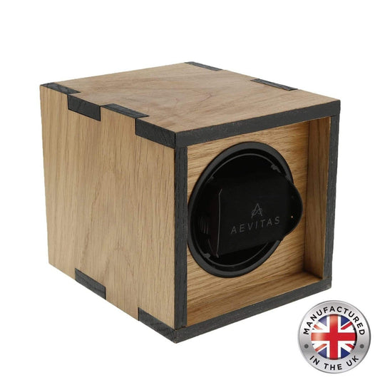 Watch Winder in Solid Oak Wood Dual Finish Made in the UK by Aevitas - Swiss Watch Store UK