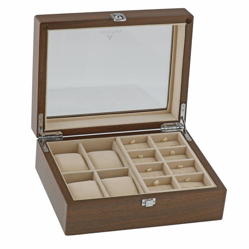 Watch and Cufflink Box in Natural Walnut Finish by Aevitas - Swiss Watch Store UK