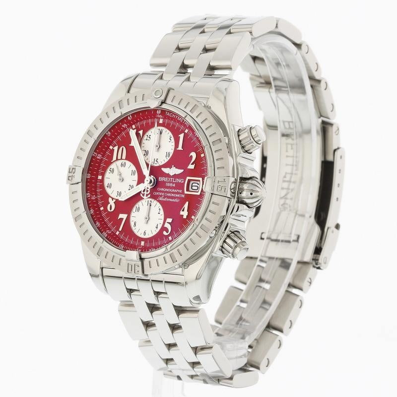 Breitling Chronomat Evolution Stainless Steel with Red Numeral Dial A13356 - Swiss Watch Store UK