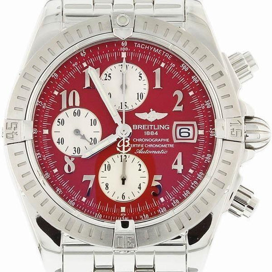 Breitling Chronomat Evolution Stainless Steel with Red Numeral Dial A13356 - Swiss Watch Store UK