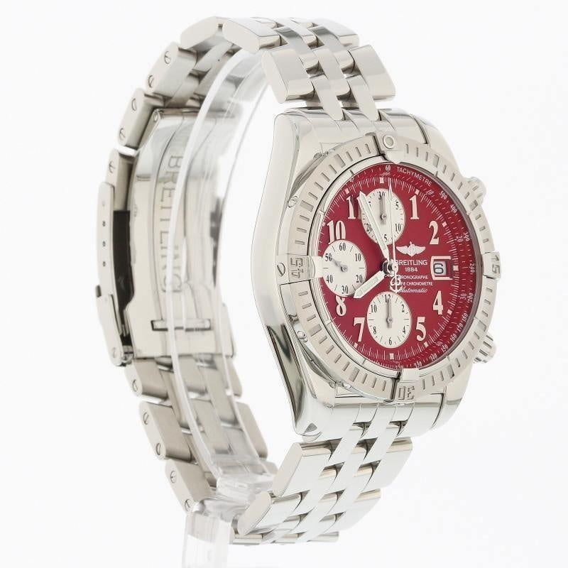 Breitling Chronomat Evolution Stainless Steel with Red Numeral Dial A13356 - Swiss Watch Store UK