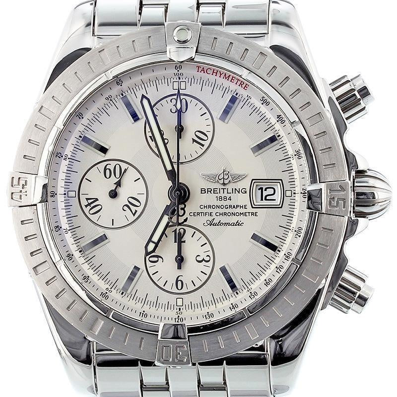 Breitling Chronomat Evolution Model Stainless Steel with Silver Dial A13356 - Swiss Watch Store UK