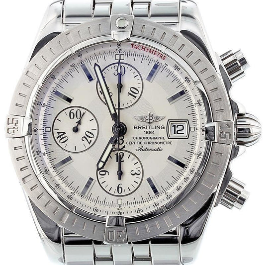 Breitling Chronomat Evolution Model Stainless Steel with Silver Dial A13356 - Swiss Watch Store UK